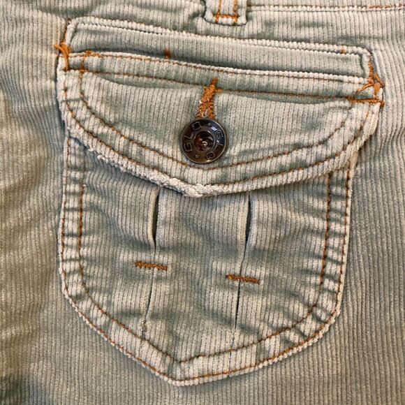 Vintage Y2K GLO Green Corduroy Pants Women’s Juniors 9 Flare Pockets 2000s - Picture 8 of 10